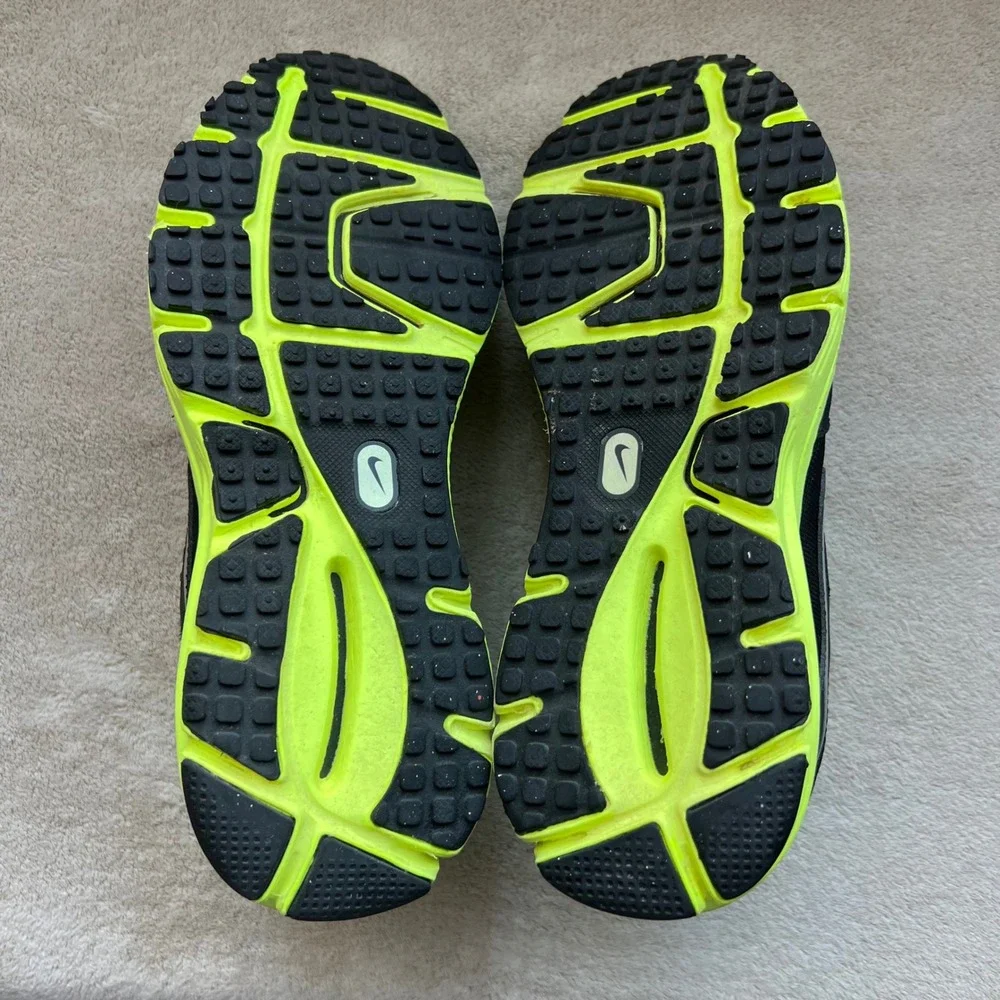 Nike Lunarlon Women 6.5 Youth 5Y Running Shoes Athletic Sneaker Black Neon Green
